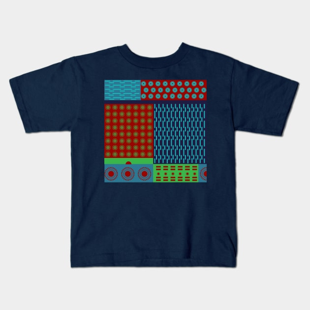 Japanese Style Colorful Patchwork Kids T-Shirt by oknoki